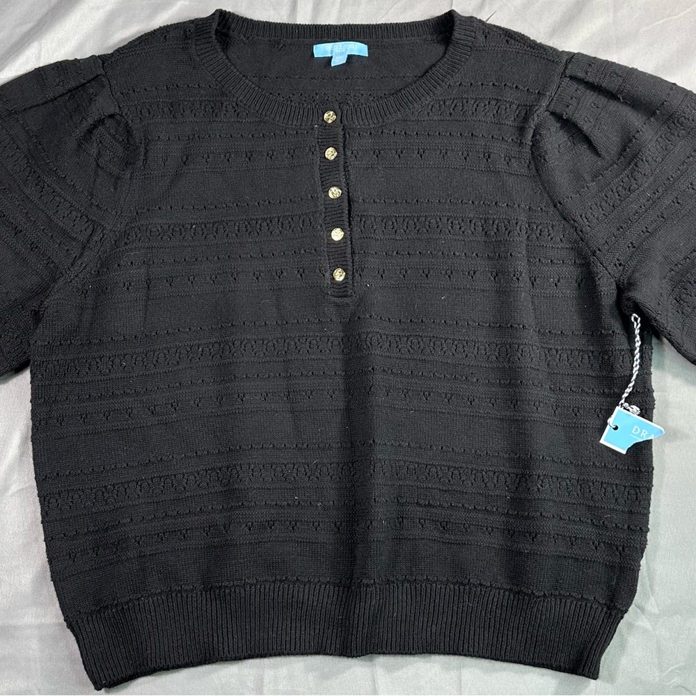 NWT XXL Women’s Draper James Black Cardigan with Gold Button